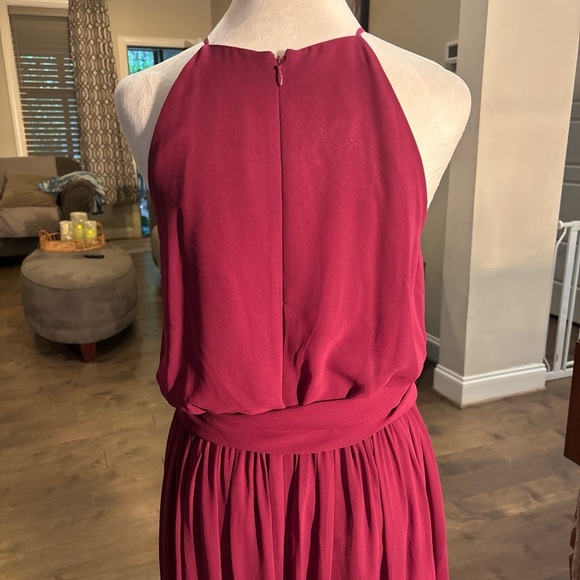 Donna Morgan Red Halter Maxi Dress for Prom - Picture 4 of 6